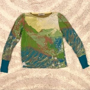 Anthroplogie Aldomartins mountainside sweater blouse, thick  long sleeve top